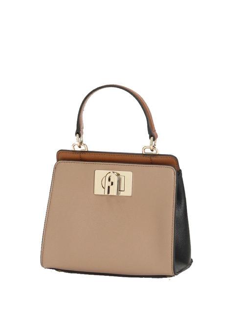 FURLA 1927 Borsa a mano mini in pelle greige+nero+cognac h - Borse Donna