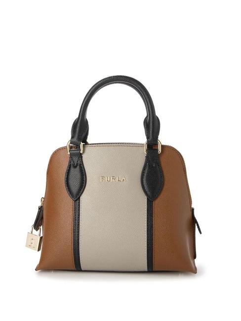 FURLA VITTORIA Borsa piccola a mano in pelle st ares cognac h+nero+marmo c - Borse Donna