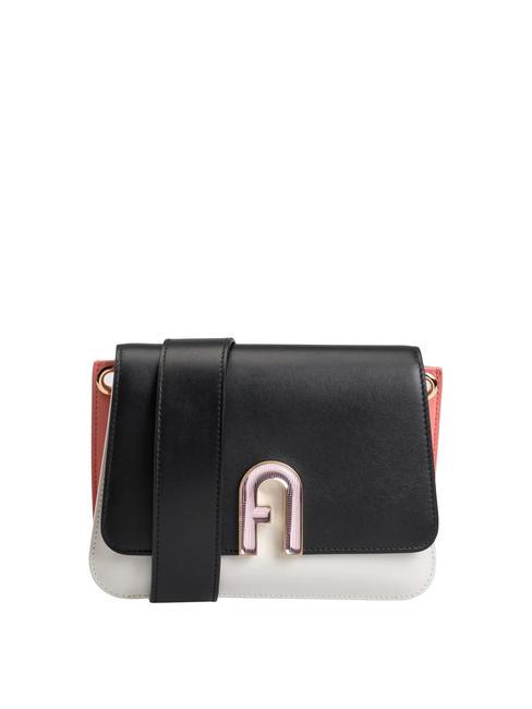 FURLA GEMMA Borsa a spalla in pelle nero+talco h+pompelmo - Borse Donna