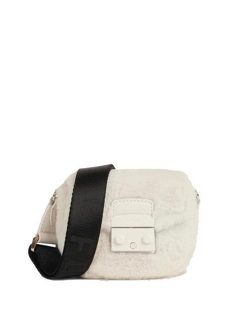 FURLA METROPOLIS Borsa mini a tracolla white cotton+nero - Borse Donna