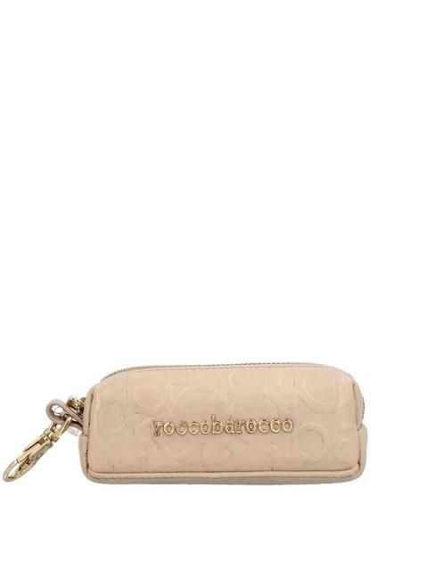 ROCCOBAROCCO RB Embossed Astuccio portachiavi/portamonete in pelle beige - Portachiavi