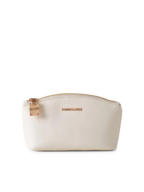 BORBONESE LETTERING Necessaire mini in pelle 61 chantilly cream - Bustine & Necessaire