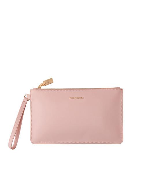 BORBONESE LETTERING Pochette in pelle con polsierina rosa loto - Borse Donna