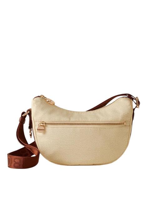 BORBONESE HOBO LUNA MINI ECO LINE Borsa sacca a tracolla camomilla/cuoio - Borse Donna