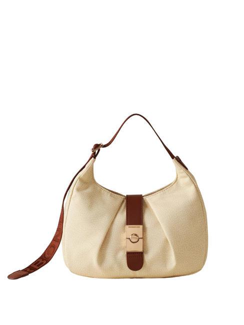 BORBONESE HOBO CORTINA SMALL Borsa a spalla camomilla/cuoio - Borse Donna