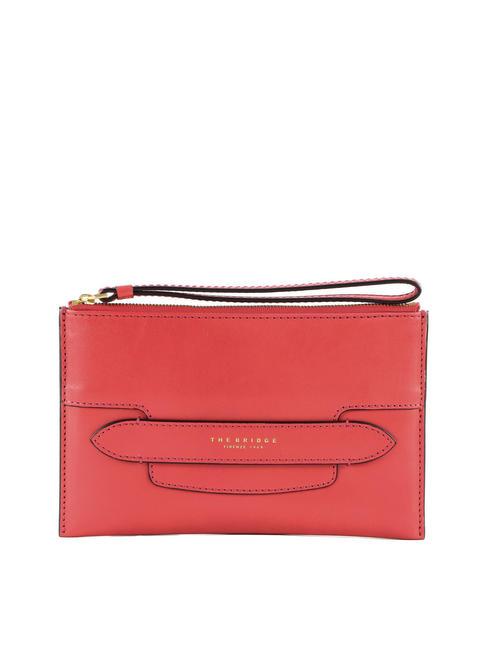 THE BRIDGE LUCREZIA Pochette con polsierina in pelle salmone abb. oro - Borse Donna