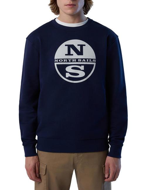 NORTH SAILS MAXI LOGO Felpa girocollo in cotone navy blue - Felpe Uomo