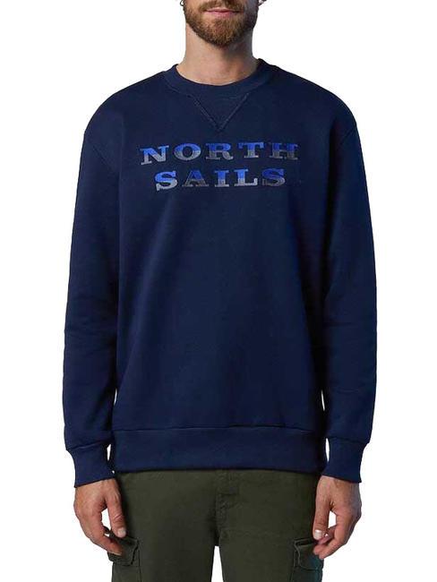 NORTH SAILS LETTERING LOGO Felpa girocollo in cotone navy blue - Felpe Uomo