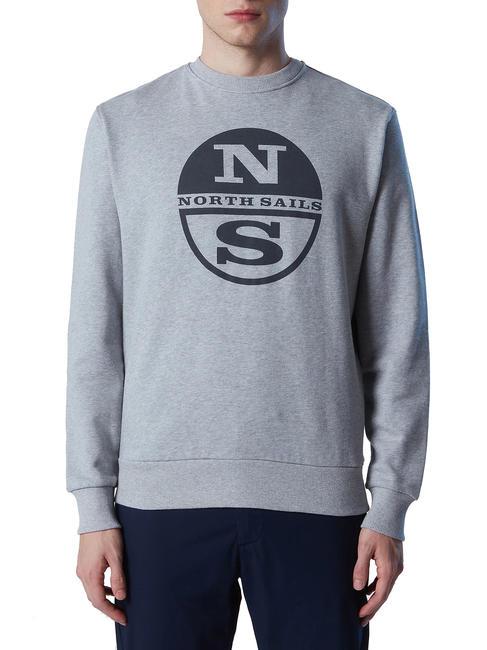 NORTH SAILS N|S LOGO Felpa girocollo in cotone grey melange - Felpe Uomo