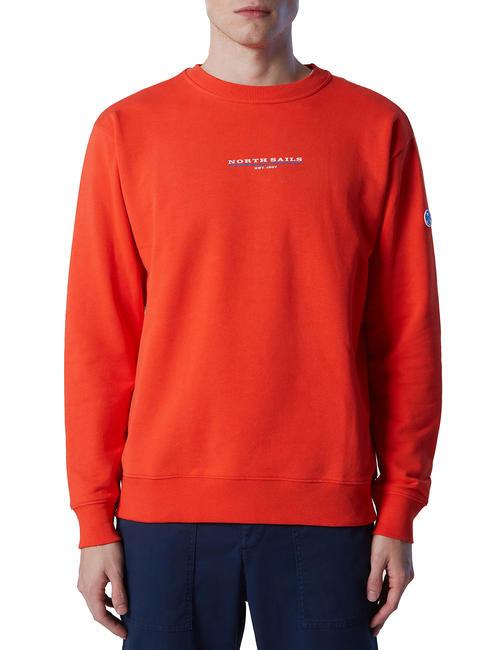 NORTH SAILS EST 1957 Felpa girocollo in cotone bright orange - Felpe Uomo