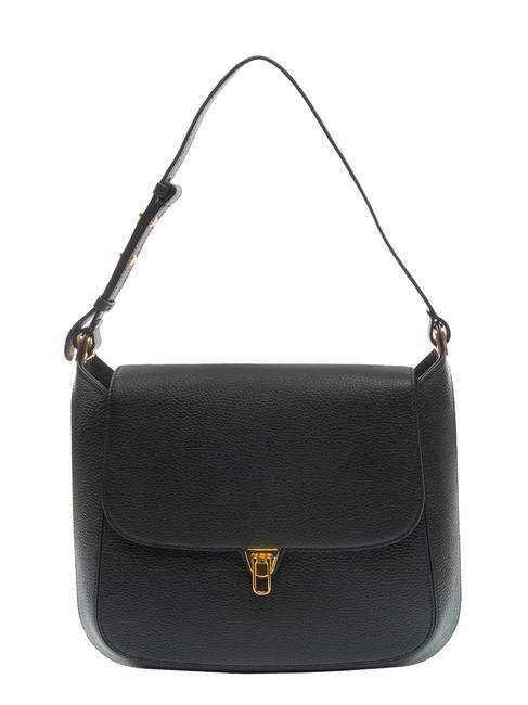 COCCINELLE CRISTHY Borsa a spalla in pelle martellata Nero - Borse Donna