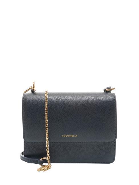 COCCINELLE ANNE Borsa mini con flap in pelle martellata midnight blue - Borse Donna