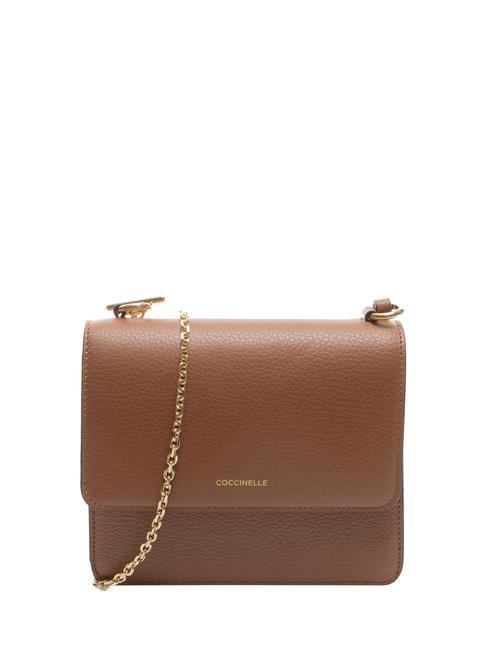 COCCINELLE ANNE Borsa mini con flap in pelle martellata BRULE - Borse Donna