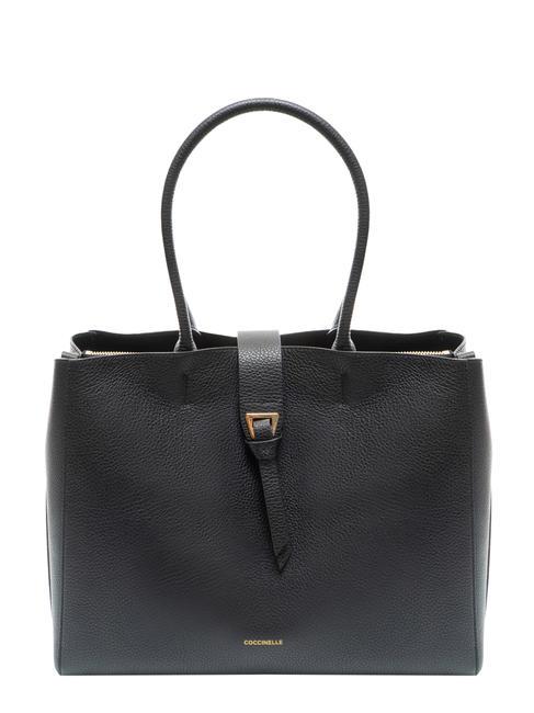 COCCINELLE ALBA Borsa shopping in pelle martellata Nero - Borse Donna