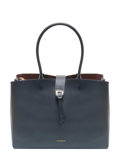 COCCINELLE ALBA Borsa shopping in pelle martellata midnight blue - Borse Donna