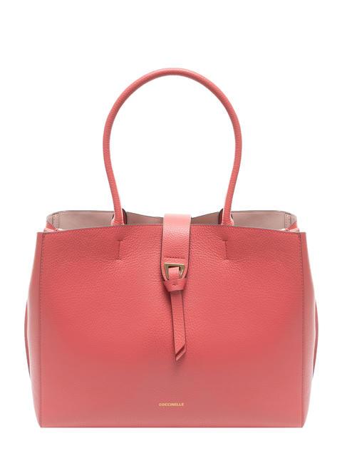 COCCINELLE ALBA Borsa shopping in pelle martellata cranberry - Borse Donna