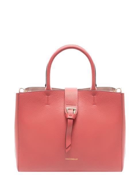 COCCINELLE ALBA Borsa in pelle martellata con tracolla cranberry - Borse Donna