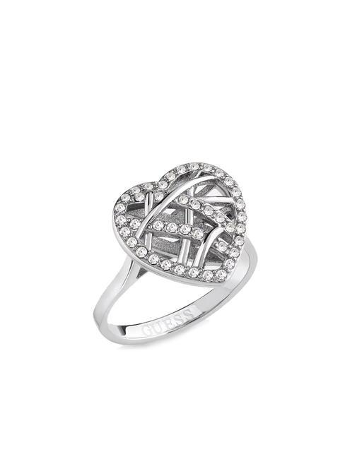 GUESS HEART CAGE Anello con cuore e zirconi SILVER - Anelli