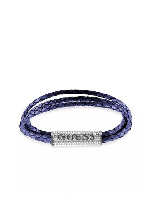 GUESS BOND STREET Bracciale in acciaio e pelle steel/jazz blue - Bracciali Uomo