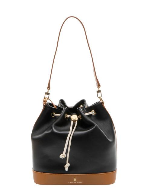 L'ATELIER DU SAC NOTTING HILL Borsa secchiello con tracolla black/tan - Borse Donna