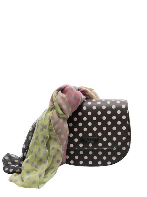 PASH BAG LADY Borsa saddle a pois con foulard black/beige - Borse Donna