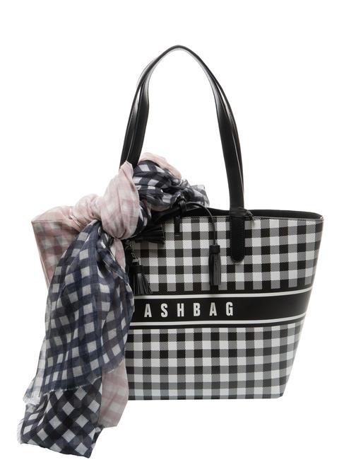 PASH BAG TWEEDY Borsa shopper stampata con foulard black/white - Borse Donna