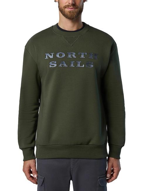 NORTH SAILS LETTERING LOGO Felpa girocollo in cotone forest night - Felpe Uomo