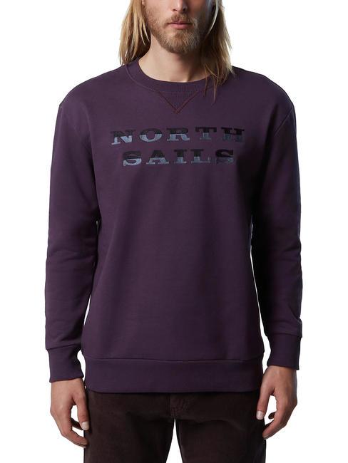 NORTH SAILS LETTERING LOGO Felpa girocollo in cotone dark plum - Felpe Uomo