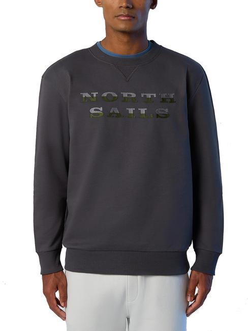 NORTH SAILS LETTERING LOGO Felpa girocollo in cotone asphalt - Felpe Uomo