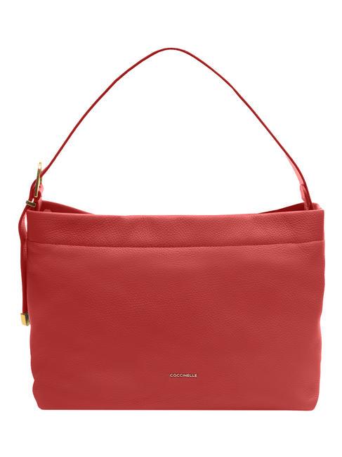 COCCINELLE GLEEN Borsa a spalla in pelle martellata cranberry - Borse Donna