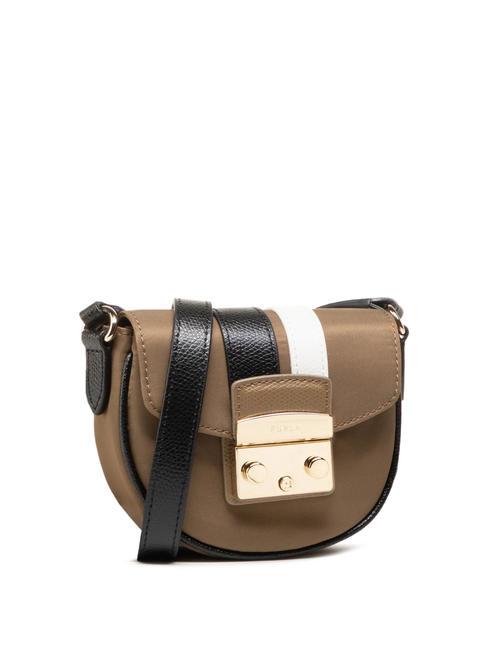 FURLA METROPOLIS Borsa micro a tracolla fango+nero+talco h - Borse Donna