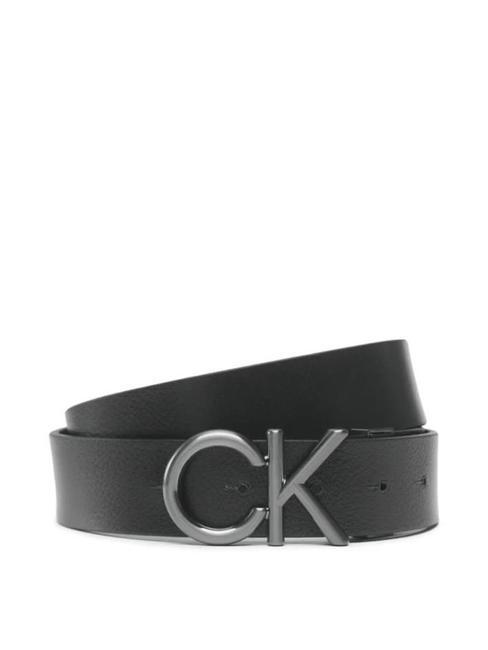 CALVIN KLEIN CK METAL BOMBE REV Cintura in pelle double face ck black /dk brown - Cinture