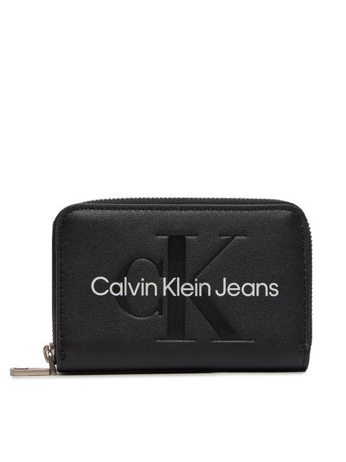 CALVIN KLEIN SCULPTED Portafoglio zip around fashion black - Portafogli Donna