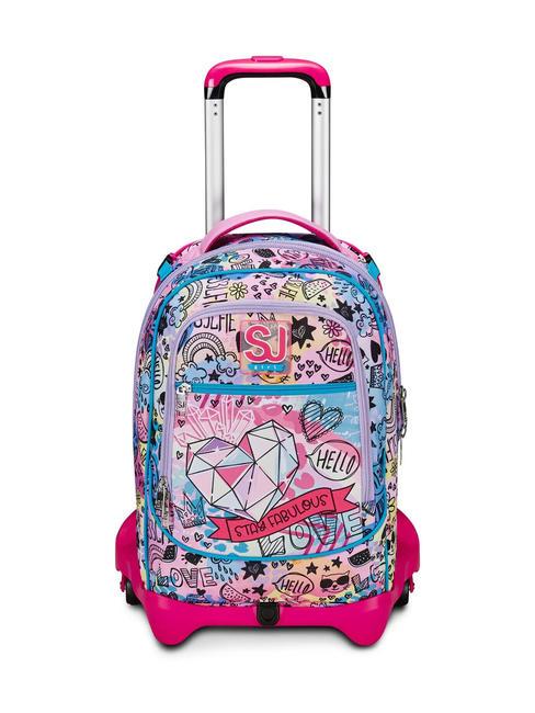 SJGANG COLORJAM Zaino Trolley Sganciabile, 3 ruote IBIS ROSE - Zaini con carrello