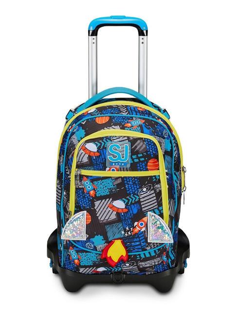 SJGANG GO TO SPACE BOY Zaino Trolley Sganciabile, 3 ruote turchese fluo - Zaini con carrello