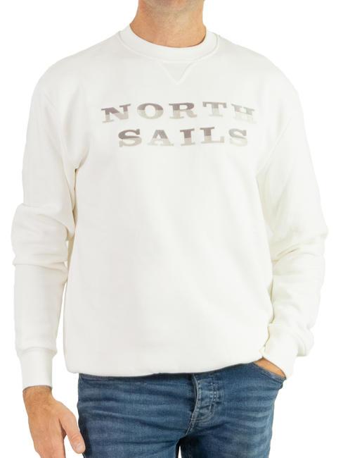 NORTH SAILS LETTERING LOGO Felpa girocollo in cotone marshmallow - Felpe Uomo