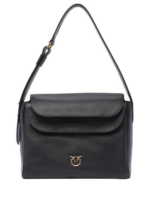 PINKO LEAF Borsa a spalla, in pelle nero-antique gold - Borse Donna