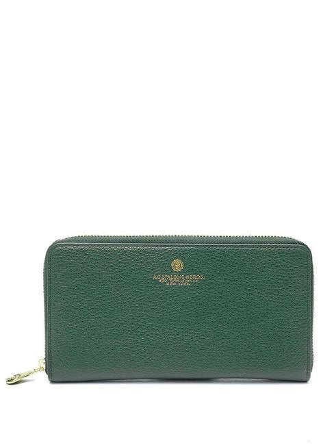 SPALDING TIFFANY Portafoglio zip around in pelle verde scuro - Portafogli Donna