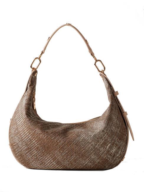 BORBONESE HOBO MEDIUM OYSTER COATED  Borsa sacca a spalla naturale/porridge - Borse Donna