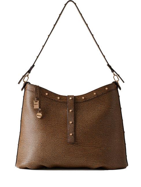 BORBONESE METROPOLE COATED HOBO MEDIUM Borsa a spalla op naturale/nero - Borse Donna