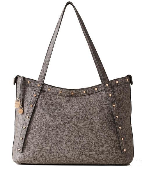 BORBONESE METROPOLE SHOPPER LARGE COATED Borsa a spalla clay grey - Borse Donna