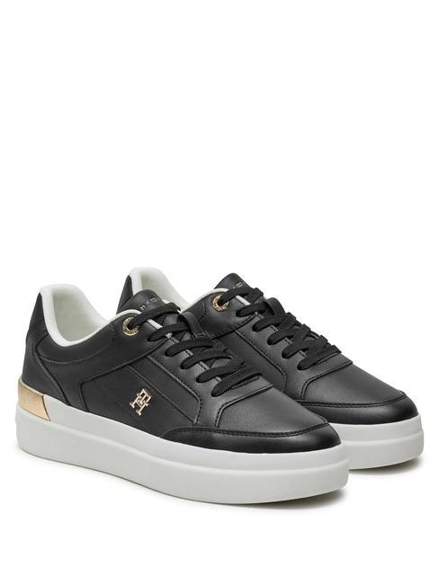 TOMMY HILFIGER LUX HARDWARE COURT  Sneakers in pelle NERO - Scarpe Donna