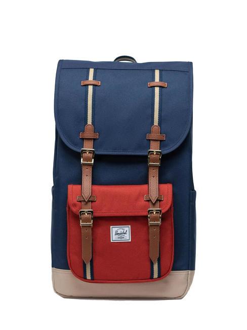 HERSCHEL LITTLE AMERICA  Zaino misura standard black iris/red ochre/twill - Zaini Scuola & Tempo Libero