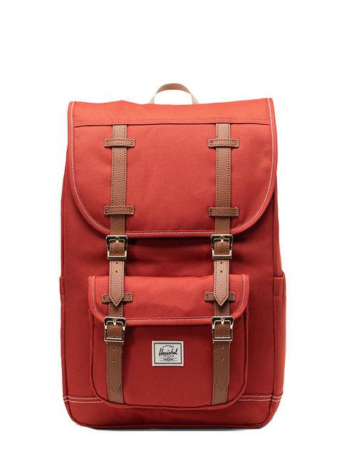 HERSCHEL LITTLE AMERICA MID Zaino porta PC 15,6" red ochre/white stitch - Zaini Scuola & Tempo Libero