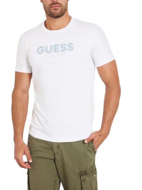 GUESS SS CN CLASSIC T-shirt in cotone stretch purwhite - T-shirt Uomo