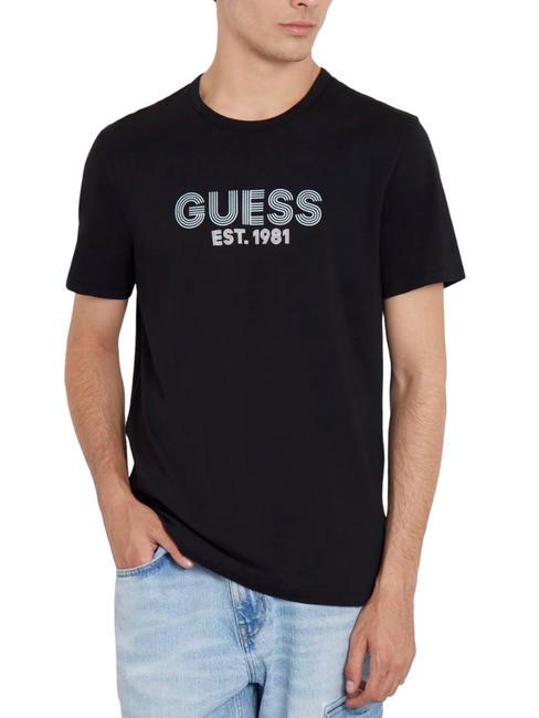 GUESS SS CN CLASSIC T-shirt in cotone stretch jetbla - T-shirt Uomo