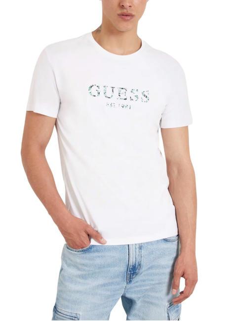 GUESS SS CN IRIDESCENT T-shirt in cotone stretch purwhite - T-shirt Uomo