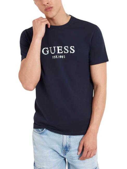 GUESS SS CN IRIDESCENT T-shirt in cotone stretch smartblue - T-shirt Uomo