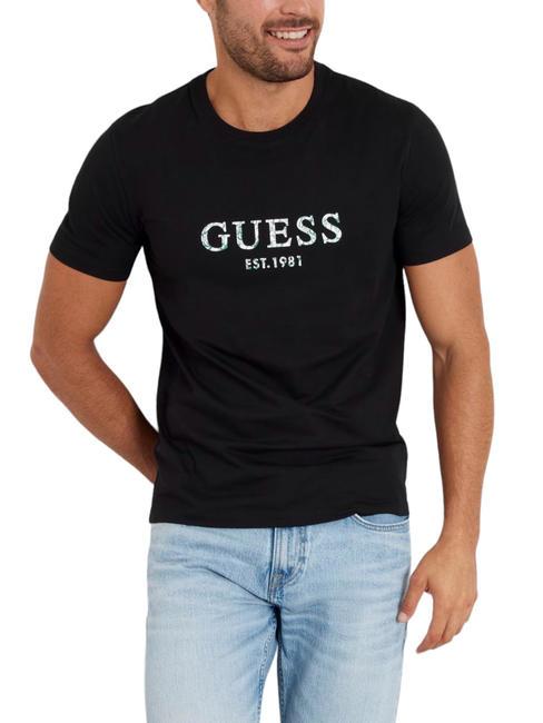 GUESS SS CN IRIDESCENT T-shirt in cotone stretch jetbla - T-shirt Uomo