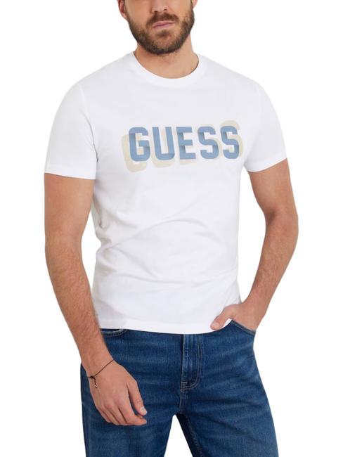 GUESS SS CN LOGO T-shirt in cotone purwhite - T-shirt Uomo